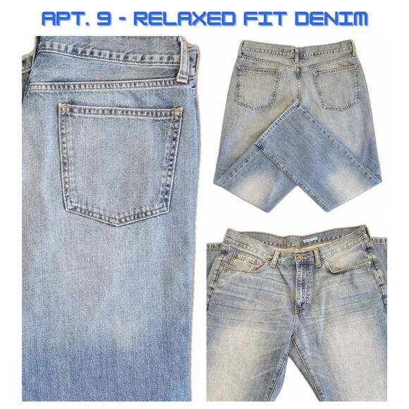 Apt. 9 Other - Apt 9 Men Relaxed Fit Denim Blue Wash Size 36/32